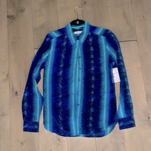 Equipment Blouse in Blue Snakeskin Print, Size S